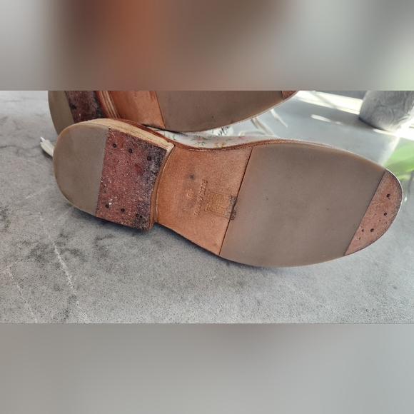 Free People Floral Combat Boots - Cream and Blue - Picture 3 of 16